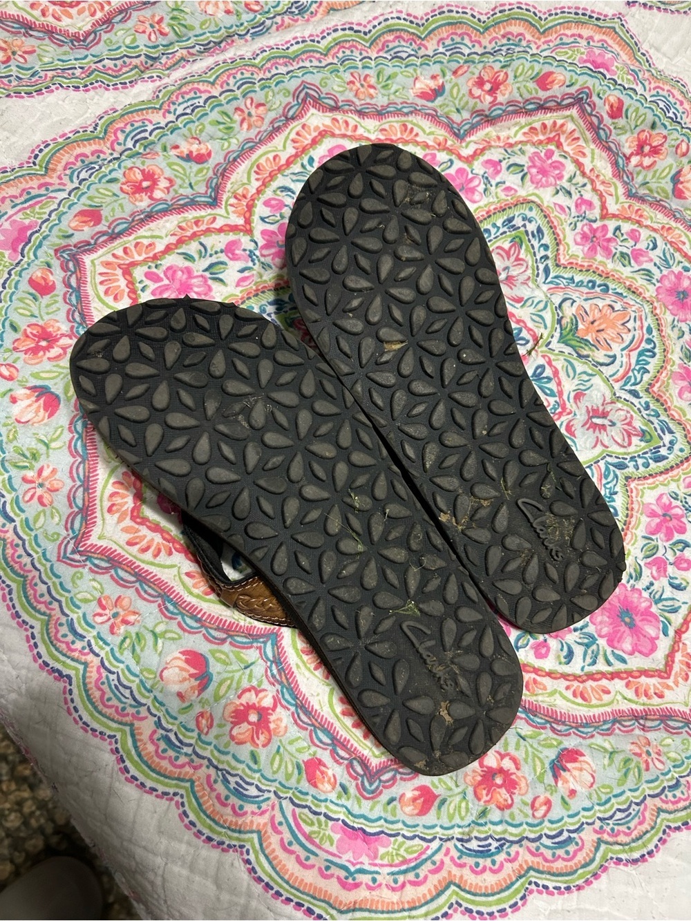 Clark’s artisan collection suede leather braided Sandals thong size 8 - Picture 5 of 6